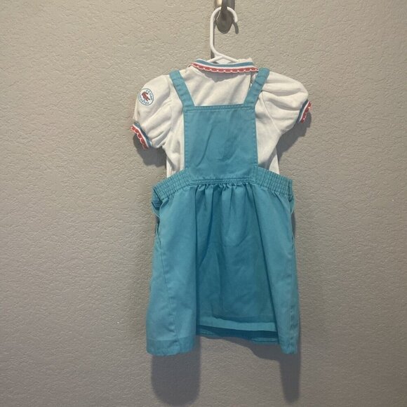 Lacoste Izod Vintage Girls Blue Skirt With Straps Size 4 Polo Shirt Alligator - Picture 5 of 13